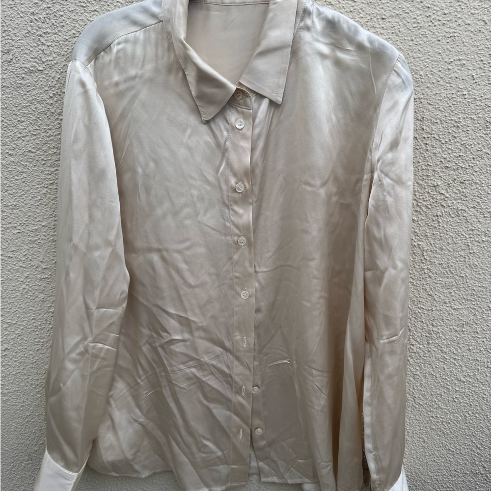Reformation Cream Satin Blouse